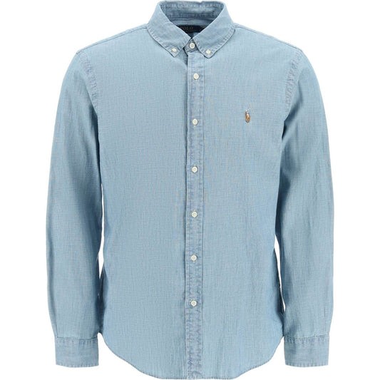 Polo Ralph Lauren slim fit shirt in stone-washed chambray Shirts Polo Ralph Lauren Dark Gray