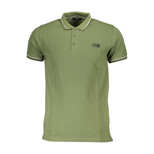 Cavalli Class Green Cotton Polo Shirt Cavalli Class Dim Gray