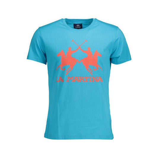 La Martina Blue Cotton Men T-Shirt La Martina Medium Turquoise
