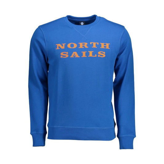 North Sails Blue Cotton Men Sweater North Sails Steel Blue