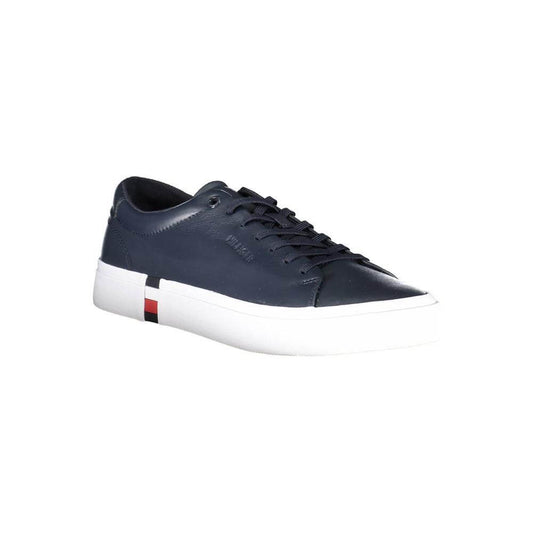 Tommy Hilfiger Blue Leather Men Sneaker Tommy Hilfiger Dark Slate Gray