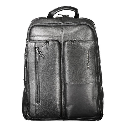 Piquadro Black Leather Men Backpack Piquadro Dark Slate Gray
