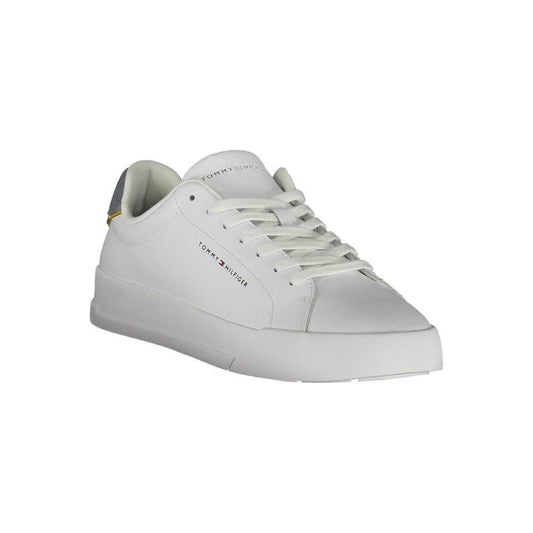 Tommy Hilfiger White Leather Men Sneaker Tommy Hilfiger Gray