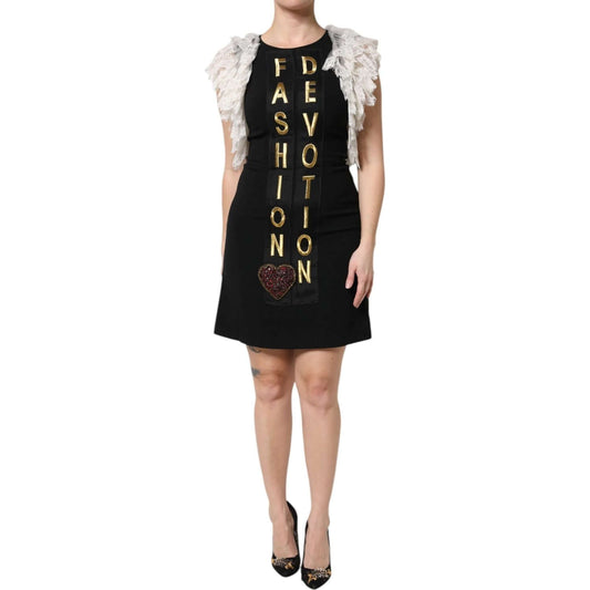 Dolce & Gabbana Black Fashion Devotion Embellish Mini Dress