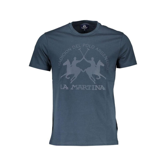 La Martina Blue Cotton Men T-Shirt