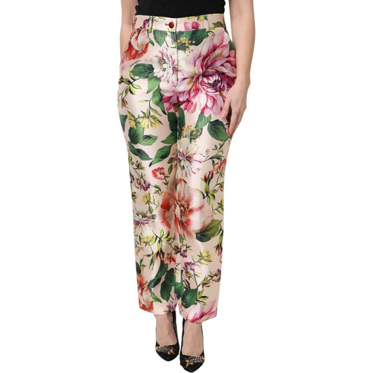 Dolce & Gabbana Multicolor Floral High Waist Straight Pants