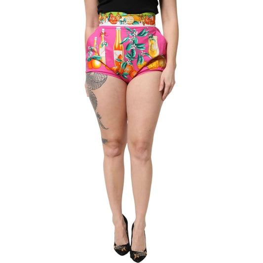 Dolce & Gabbana Pink Printed High Waist Hot Pants Shorts
