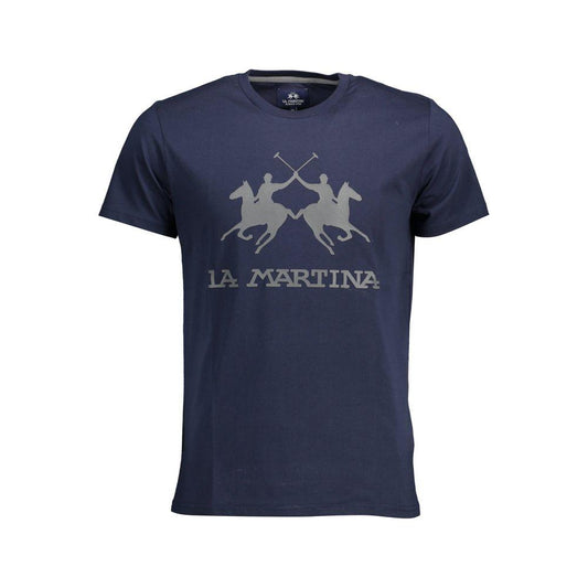 La Martina Blue Cotton Men T-Shirt