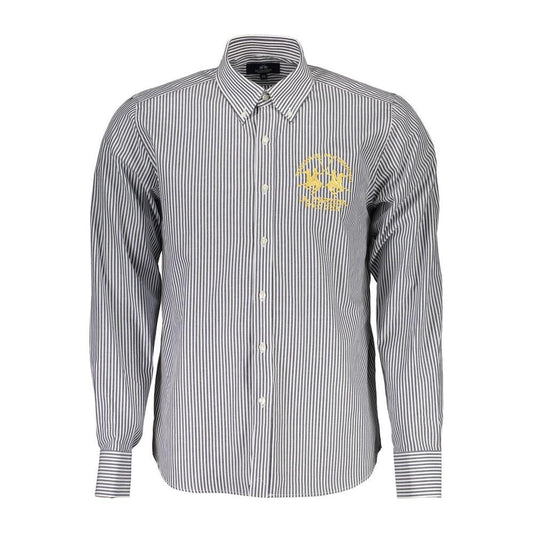 La Martina Blue Cotton Men Shirt
