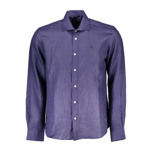 North Sails Blue Linen Men Shirt