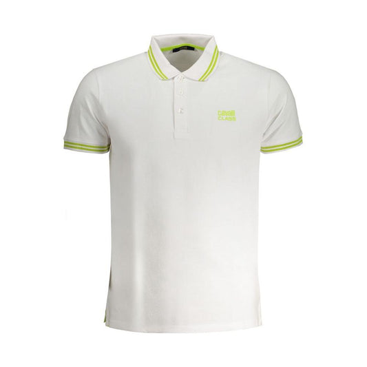 Cavalli Class White Cotton Polo Shirt