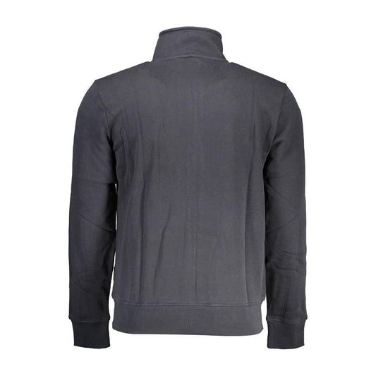 Napapijri Black Cotton Men Sweater with Zip and Pockets