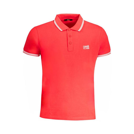 Cavalli Class Red Cotton Polo Shirt
