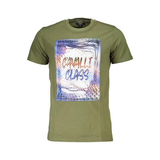 Cavalli Class Green Cotton Men T-Shirt CA-36827-M