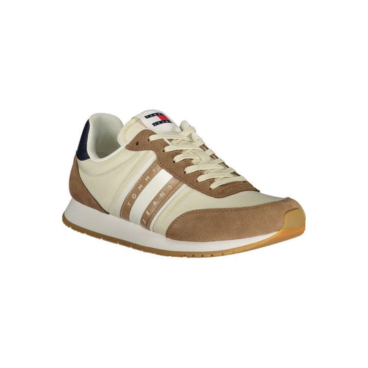 Tommy Hilfiger Beige Leather Men Sneaker