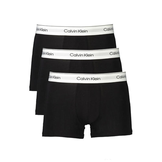 Calvin Klein black cotton men boxer tri-pack with logo waistband, sustainable, luxurious comfort.