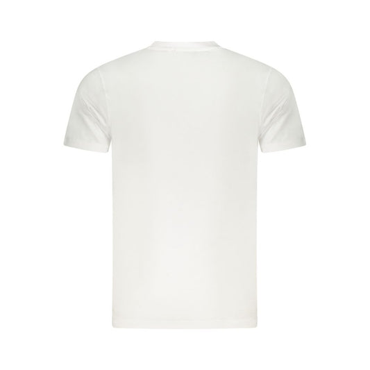 Back view of Cavalli Class white cotton men's T-shirt, featuring a clean design with a comfortable fit, perfect for luxury fashion.