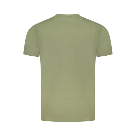 Back view of Cavalli Class green cotton men's t-shirt with short sleeves, showcasing premium quality and casual sophistication.