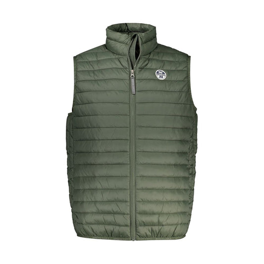 North Sails green sleeveless polyamide jacket with zip, logo application, 100g insulation, two buttoned external and internal pockets.