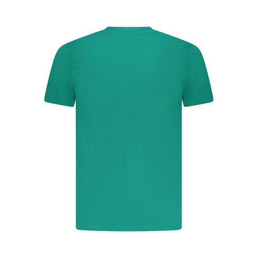Cavalli Class green cotton men's t-shirt, short sleeve, back view, luxury fashion, vibrant hue, stylish design