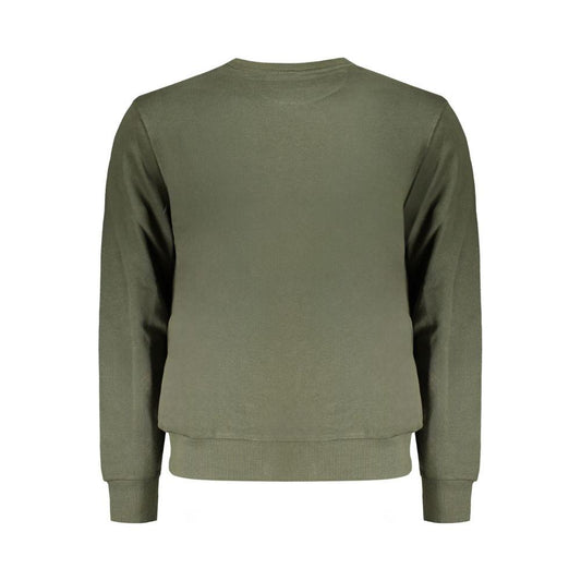 Back view of a North Sails green cotton sweater featuring long sleeves, crew neck, and subtle logo detailing.