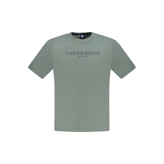 North Sails green cotton men's t-shirt with logo print and crew neck for stylish comfort.