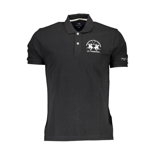 La Martina Black Cotton Men Polo Shirt