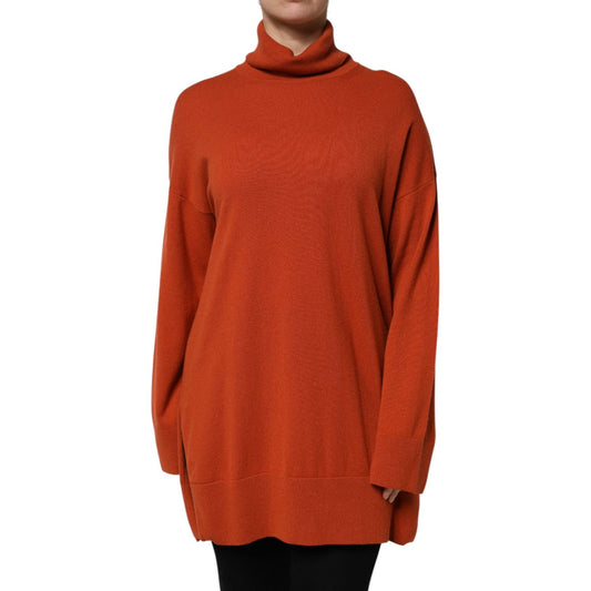 Alpha Studio Dark Orange Long Sleeves Turtleneck Sweater