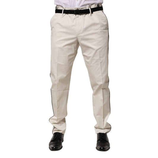 Dolce & Gabbana White Cotton Dress Slim Formal Pants PAN76459-52