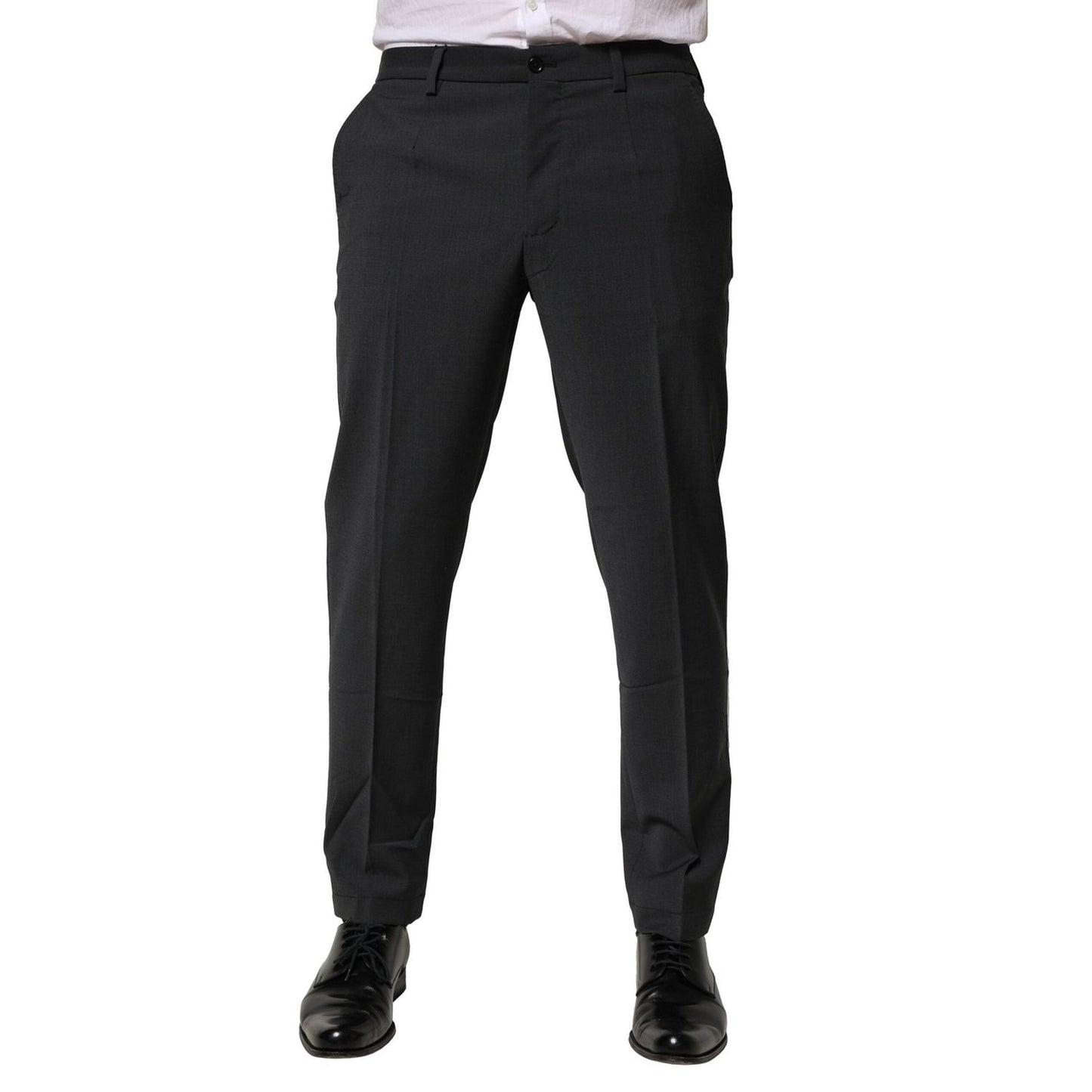 Dolce & Gabbana Black Wool Dress Slim Formal Pants PAN76480-48