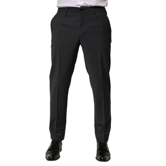 Dolce & Gabbana Black Wool Dress Slim Formal Pants PAN76480-48
