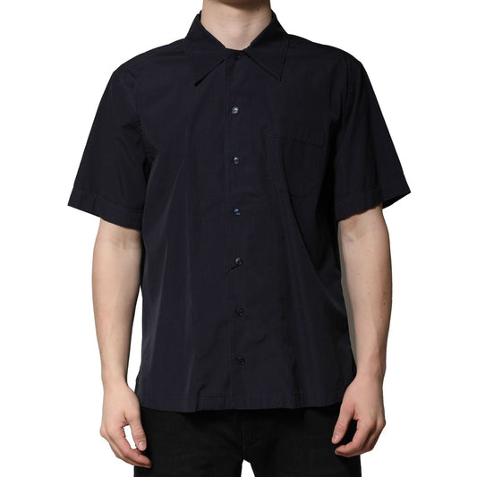 Dolce & Gabbana Dark Blue Cotton Short Sleeves Casual Shirt TSH90485-40