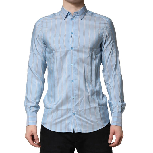 Dolce & Gabbana Light Blue MARTINI Striped Formal Dress Shirt TSH90658-38