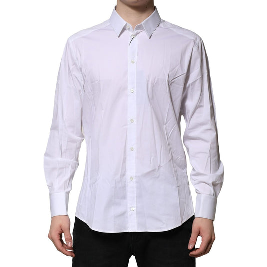 Dolce & Gabbana White Cotton Long Sleeves GOLD Formal Shirt TSH906712-43