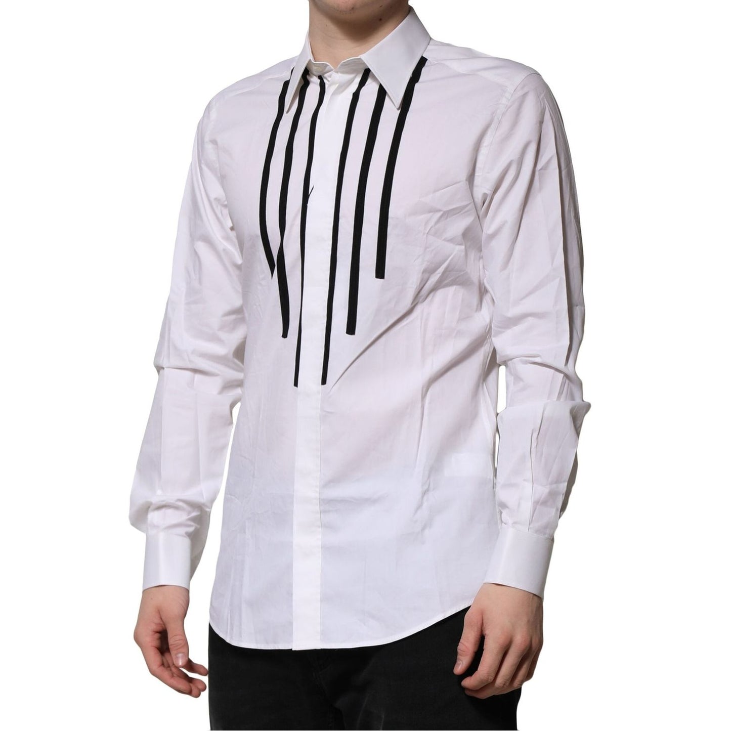 Dolce & Gabbana White GOLD Long Sleeves Dress Formal Shirt TSH906714-40