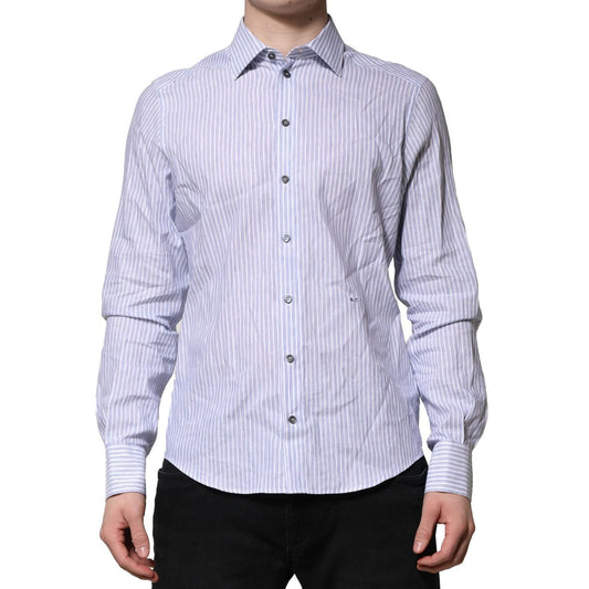 Dolce & Gabbana White Blue Striped Cotton Dress Formal Shirt TSH906783-41