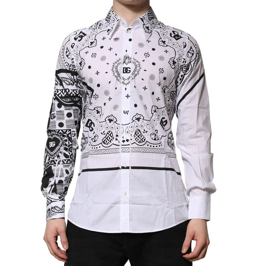 Dolce & Gabbana White MARTINI Bandana Print Formal Shirt TSH906786-40