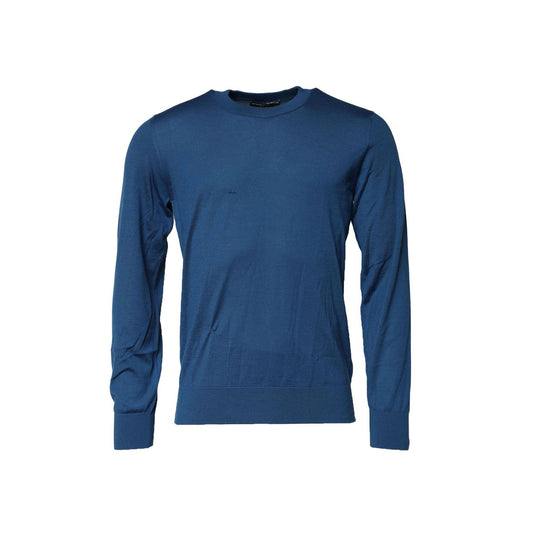 Dolce & Gabbana Blue Cashmere Crew Neck Sweatshirt Sweater TSH90533-48