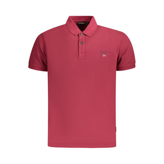 Napapijri Red Cotton Men Polo Shirt NA-35681-S