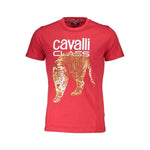 Cavalli Class Red Cotton Men T-Shirt CA-37967-L
