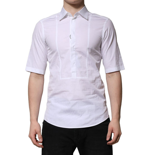 Dolce & Gabbana White Cotton Short Sleeves Men Formal Shirt TSH906764-37