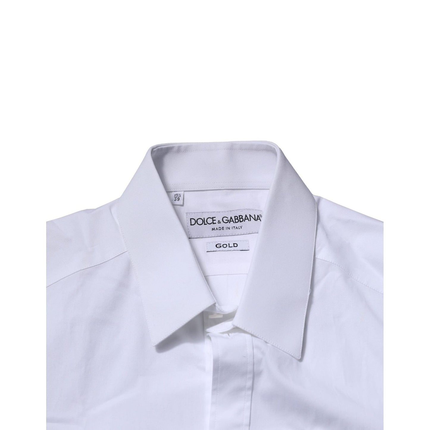 Dolce & Gabbana White Long Sleeves Dress GOLD Formal Shirt TSH906810-39