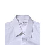 Dolce & Gabbana White Long Sleeves Dress GOLD Formal Shirt TSH906810-39