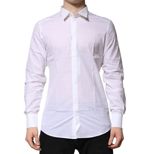 Dolce & Gabbana White Cotton GOLD Long Sleeves Formal Shirt TSH906818-40