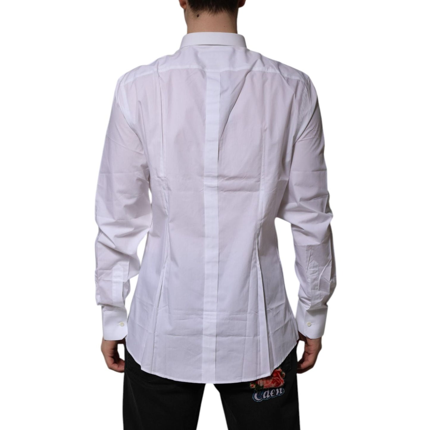 Dolce & Gabbana White Cotton GOLD Long Sleeves Formal Shirt TSH906837-43