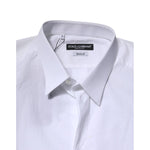 Dolce & Gabbana White Cotton GOLD Long Sleeves Formal Shirt TSH906837-43