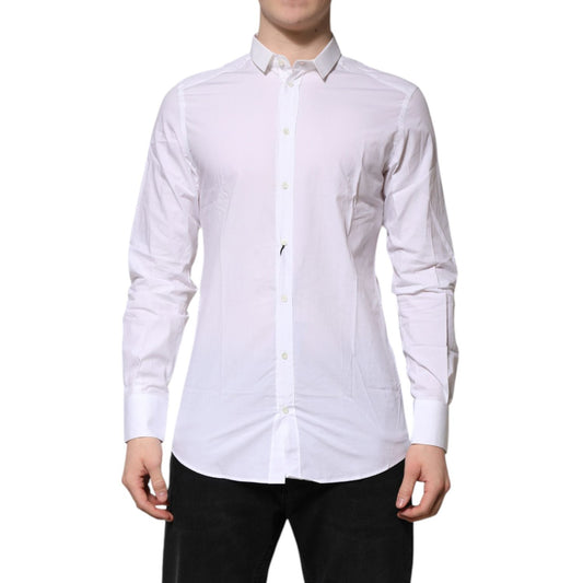 Dolce & Gabbana White Cotton GOLD Long Sleeves Formal Shirt TSH906843-38