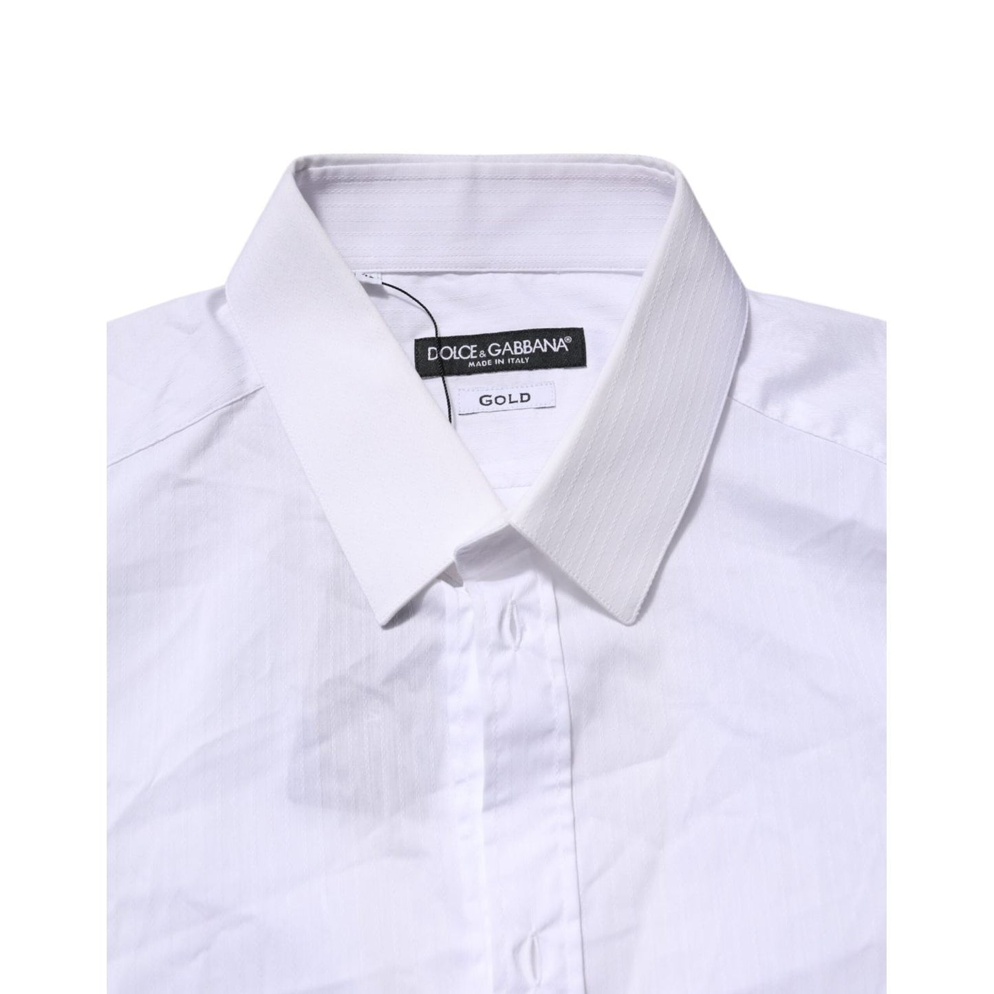 Dolce & Gabbana White Cotton GOLD Long Sleeves Formal Shirt TSH906857-42
