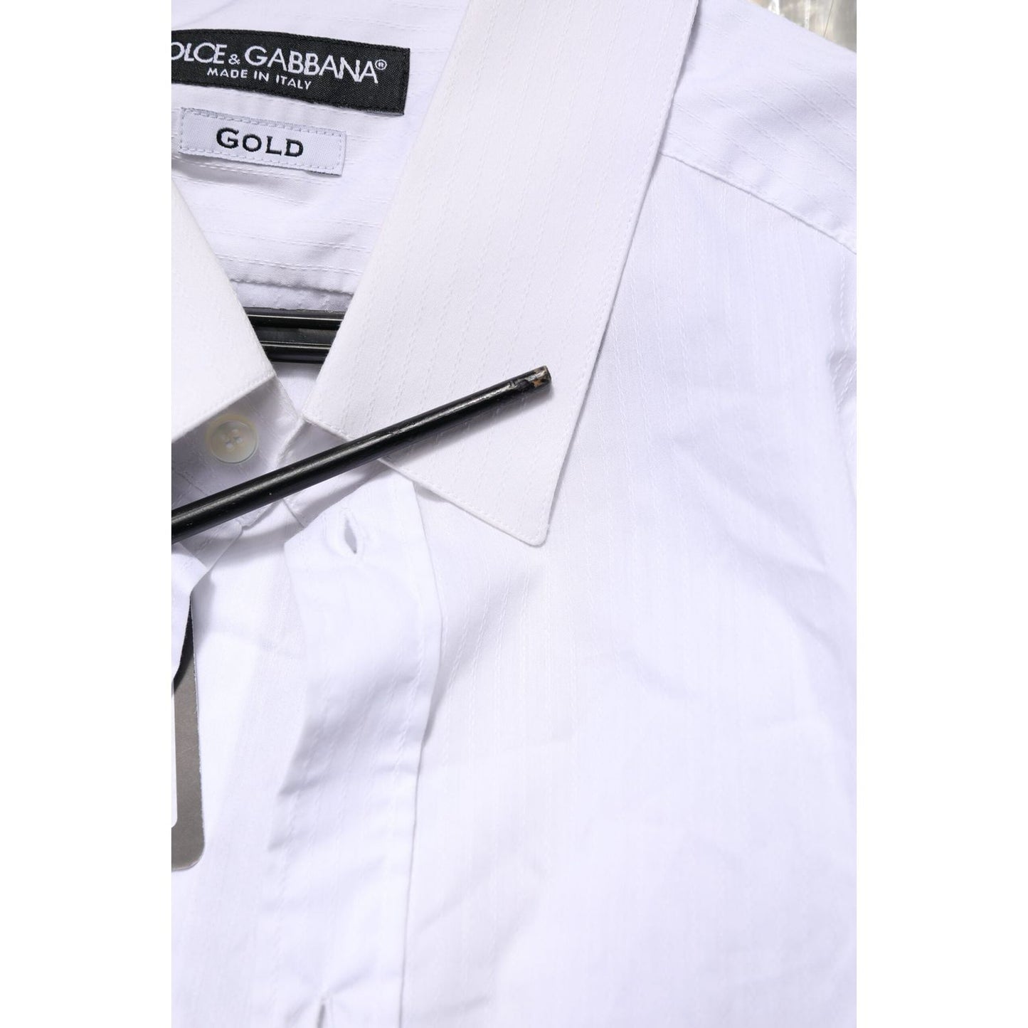 Dolce & Gabbana White Cotton GOLD Long Sleeves Formal Shirt TSH906857-42