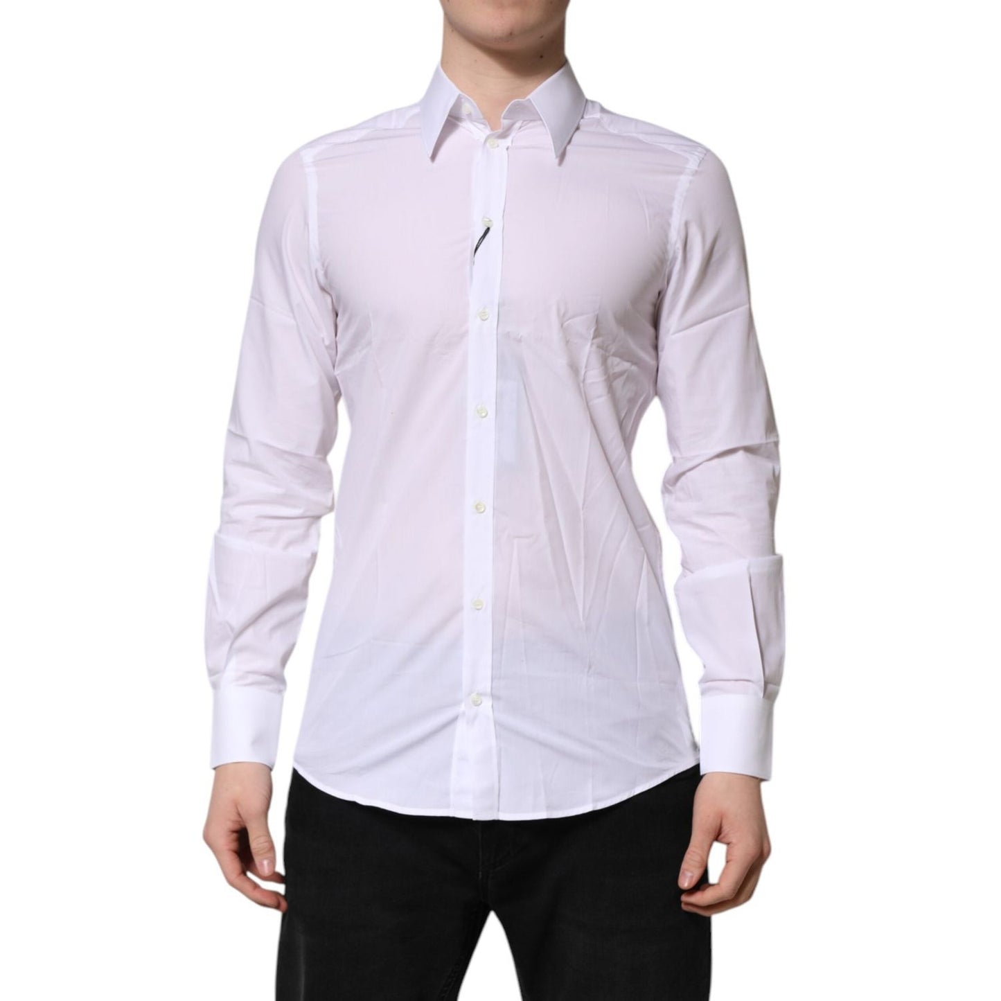 Dolce & Gabbana White MARTINI Long Sleeves Dress Formal Shirt TSH906868-38